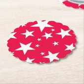Kerstrode witte sterren Elegant Sjabloon Kartonnen Onderzetters (Gekanteld)