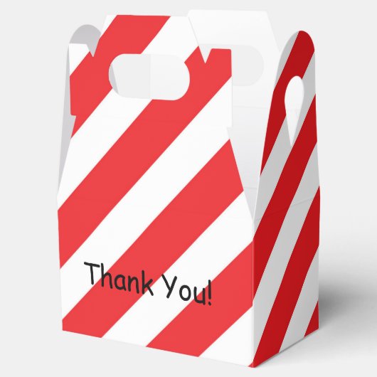 Kerstrode witte streep voor feestvieren bedankdoosjes (Geopend)