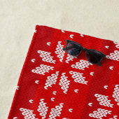 Kerstrode witte winterfeestdag nit Snowflakes Strandlaken (In situ)