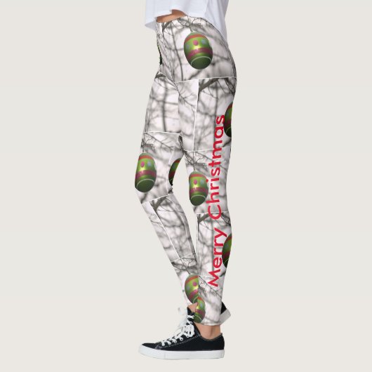 Kerstrode zilver-Ornamenten Leggings (Links)