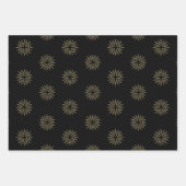 Kerstrode zwarte gouden sterren sneeuwvlokken inpakpapier vel (Voorkant 3)
