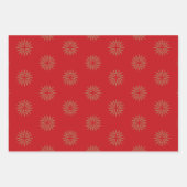 Kerstrode zwarte gouden sterren sneeuwvlokken inpakpapier vel (Voorkant)