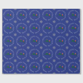 Kerstroer aangepaste tekst blauw cadeaupapier (Vlak)
