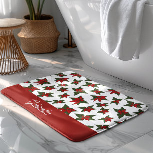 Kerstrood bloemmotief botanisch badmat