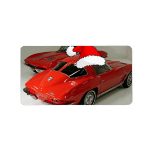 Kerstrood corvette klassieke gespleten ramen etiket