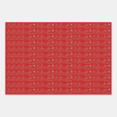 Kerstrood donkergroen zwart goud Santa Reindester Inpakpapier Vel (Voorkant)