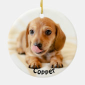 Kerstrood drift foto keramisch Ornament (Achterkant)