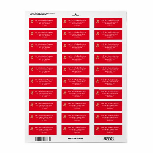 Kerstrood Elegant Script Naam Rustiek Adres Etiket (Full Sheet)