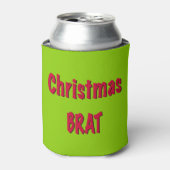 Kerstrood en brat groen blikjeskoeler (Blikje Voorkant)