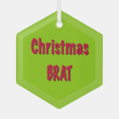 Kerstrood en brat groen glas ornament (Voorkant)
