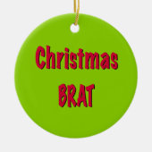 Kerstrood en brat groen keramisch ornament (Voorkant)