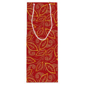 Kerstrood en goudkleurig lederen patroon wijn cadeautas (Achterkant)