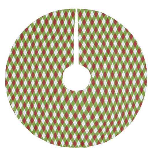 Kerstrood en groen argyle Harlequin Pattern Kerstboom Rok (Voorkant)