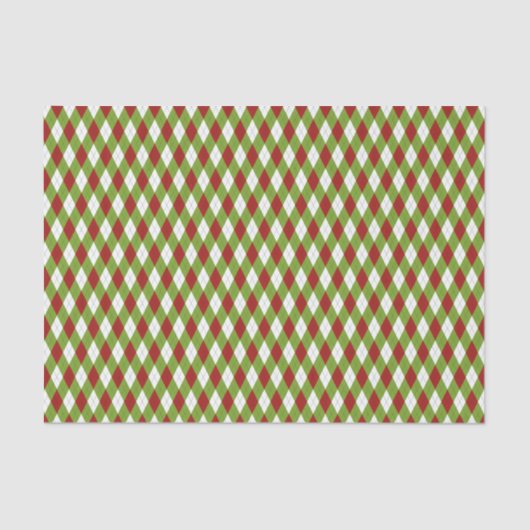 Kerstrood en groen argyle Harlequin Pattern Tissuepapier (Voorkant)