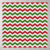Kerstrood en groen Chevron Pattern Poster (Voorkant)