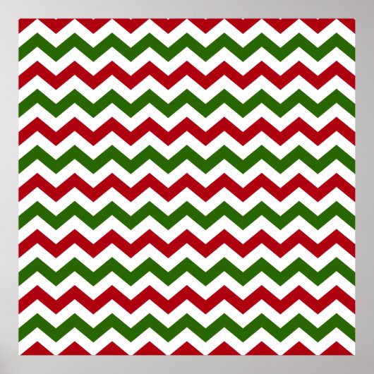 Kerstrood en groen Chevron Pattern Poster (Voorkant)