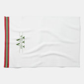 Kerstrood en groen Frans landenmonogram Theedoek (Horizontaal)