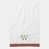 Kerstrood en groen Frans landenmonogram Theedoek (Verticaal)