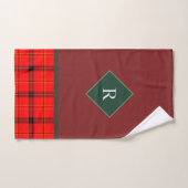 kerstrood en groen gepantserd met tartan monogramm bad handdoek (Handdoek)
