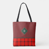 kerstrood en groen gepantserd met tartan monogramm draagtas (Achterkant)