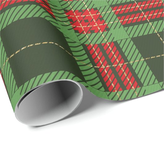 Kerstrood en groen gepantserd omslagpapier cadeaupapier (Rol Hoek)