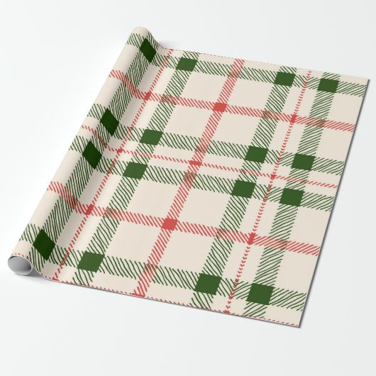 Kerstrood en groen gepantserde springplank eenvoud cadeaupapier (Uitgerold)