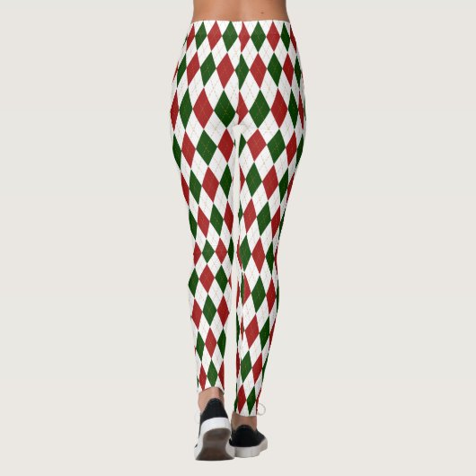 Kerstrood en groen Harlequin Argyle Diamond Leggings (Achterkant)