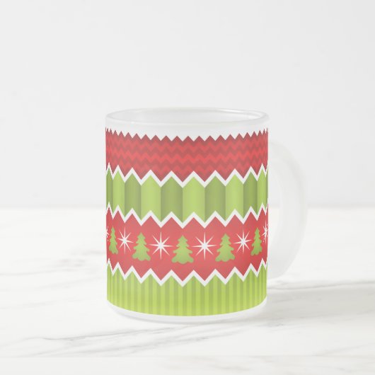 Kerstrood en groen keurmerk matglas koffiemok (Voorkant rechts)