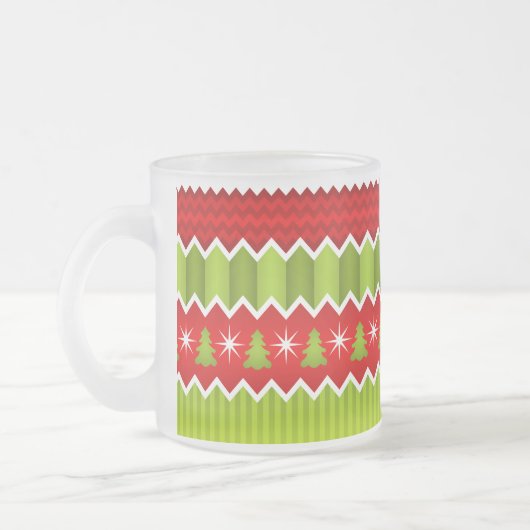 Kerstrood en groen keurmerk matglas koffiemok (Links)