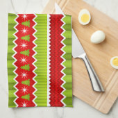 Kerstrood en groen keurmerk theedoek (Quarter Fold)