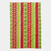 Kerstrood en groen keurmerk theedoek (Verticaal)