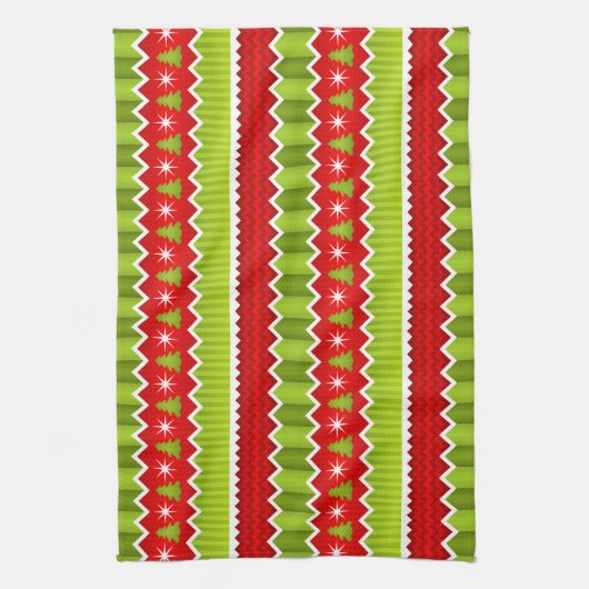 Kerstrood en groen keurmerk theedoek (Verticaal)