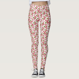 Kerstrood en groen-maanpatroon leggings