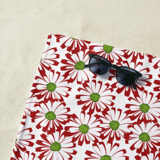 Kerstrood en groen-maanpatroon strandlaken (In situ)