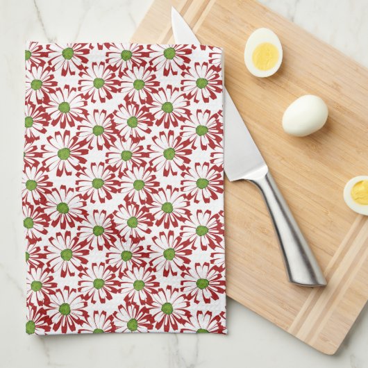 Kerstrood en groen-maanpatroon theedoek (Quarter Fold)