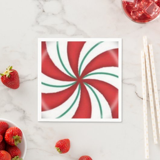 kerstrood en groen permint hard Snoep Servet (Insitu)