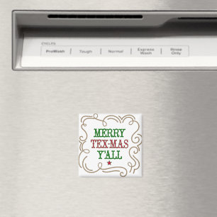 Kerstrood en groene Merry Tex-Mas Y Magneet