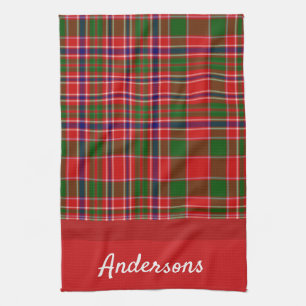 Kerstrood en groene monogrammed Towel Theedoek