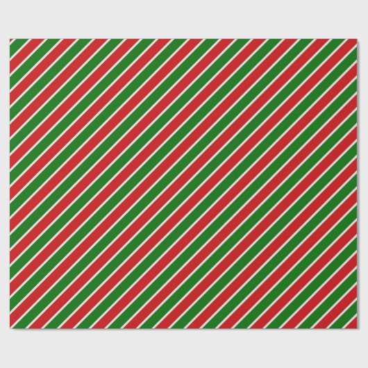 kerstrood en groene strepen Verpakkingspapier Cadeaupapier (Vlak)