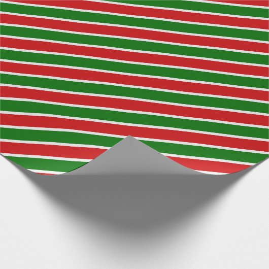 kerstrood en groene strepen Verpakkingspapier Cadeaupapier (Hoek)