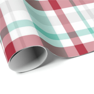 Kerstrood en mint groen gekartelde betonwikkel cadeaupapier