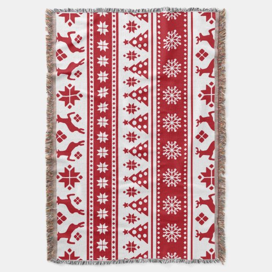 Kerstrood en wit bier en Trees Pattern Deken (Voorkant Verticaal)