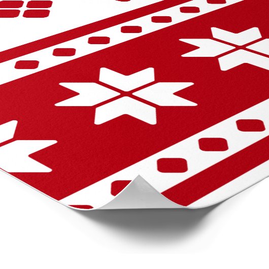 Kerstrood en wit bier en Trees Pattern Poster (Hoek)