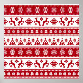 Kerstrood en wit bier en Trees Pattern Poster (Voorkant)
