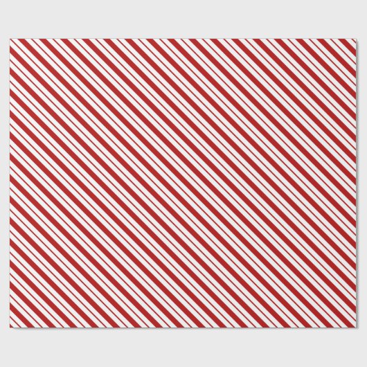 Kerstrood en wit gestreept omslagpapier cadeaupapier (Vlak)