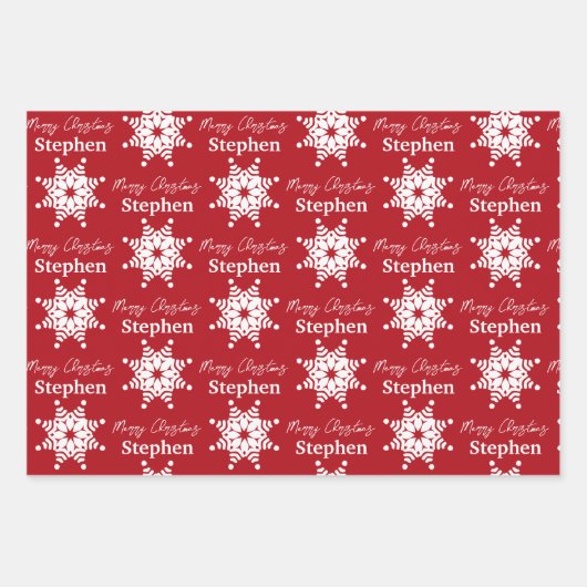 Kerstrood en wit patroon inpakpapier vel (Voorkant 3)