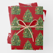 Kerstrood en wit patroon inpakpapier vel (In situ)