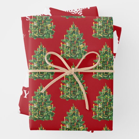 Kerstrood en wit patroon inpakpapier vel (In situ)