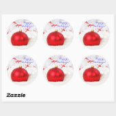 Kerstrood en wit Prettige feestdagen II Ronde Sticker (Vel)