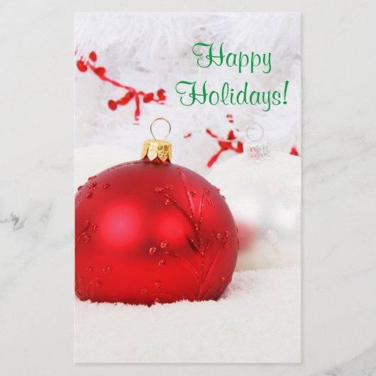 Kerstrood en wit Prettige feestdagen IV Flyer (Voorkant)